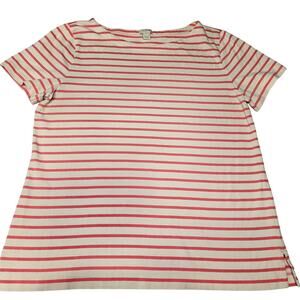 J.Crew Pink and Cream Scoop Neck Shortsleeve‎ Cotton Shirt Size Medium
